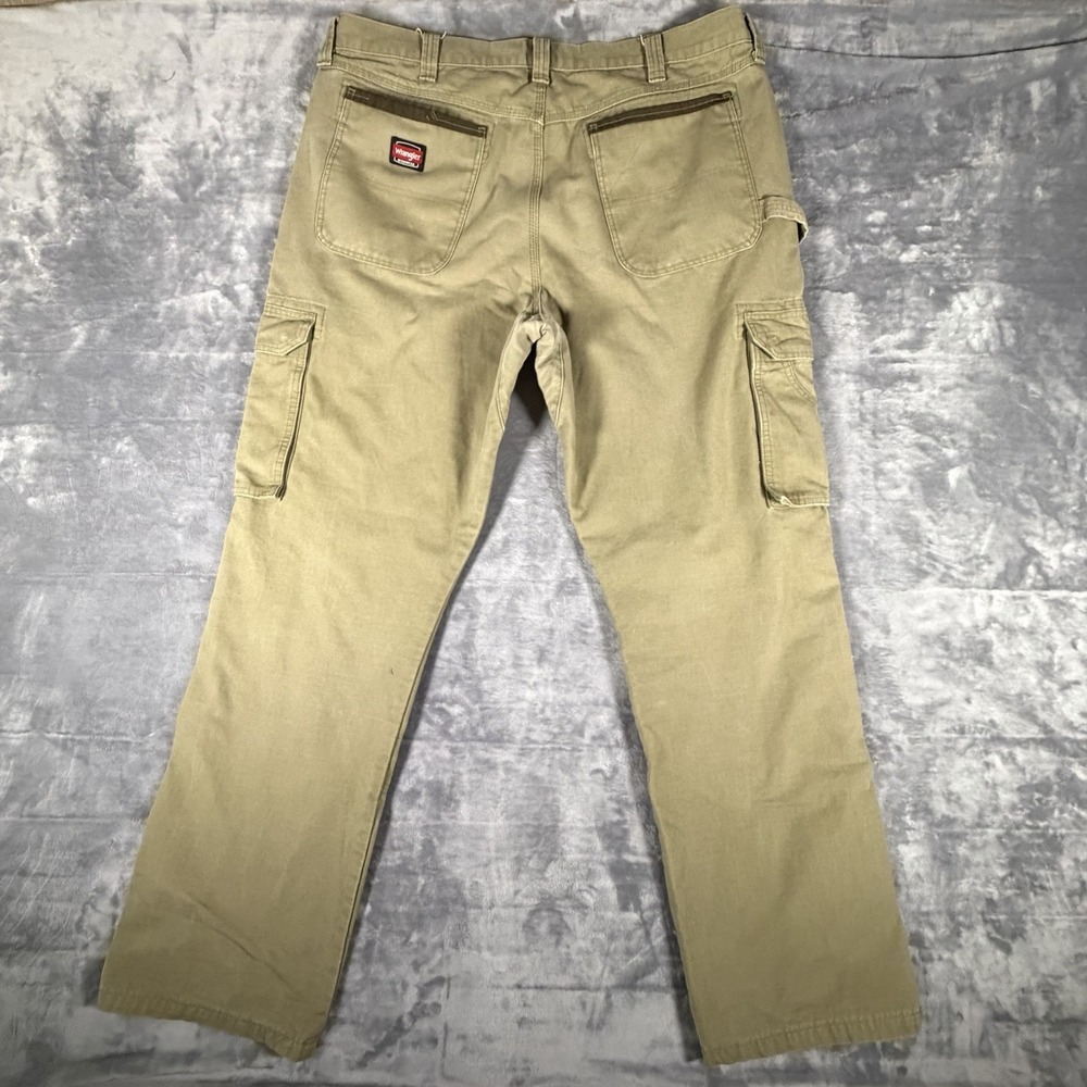 Wrangler Pants Men's 38x34 For 38x32 Khaki Ranger Cargo Workwear Double Knee - Picture 10 of 16